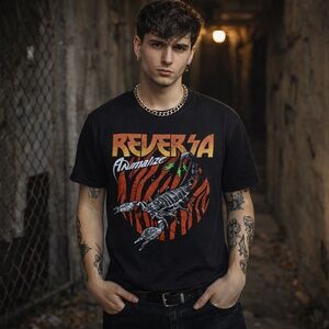REVERSA Animalize Scorpion Black Graphic Grunge Goth Unisex T-Shirt Brazil L